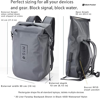 Silent pocket faraday waterproof backpack Clearance