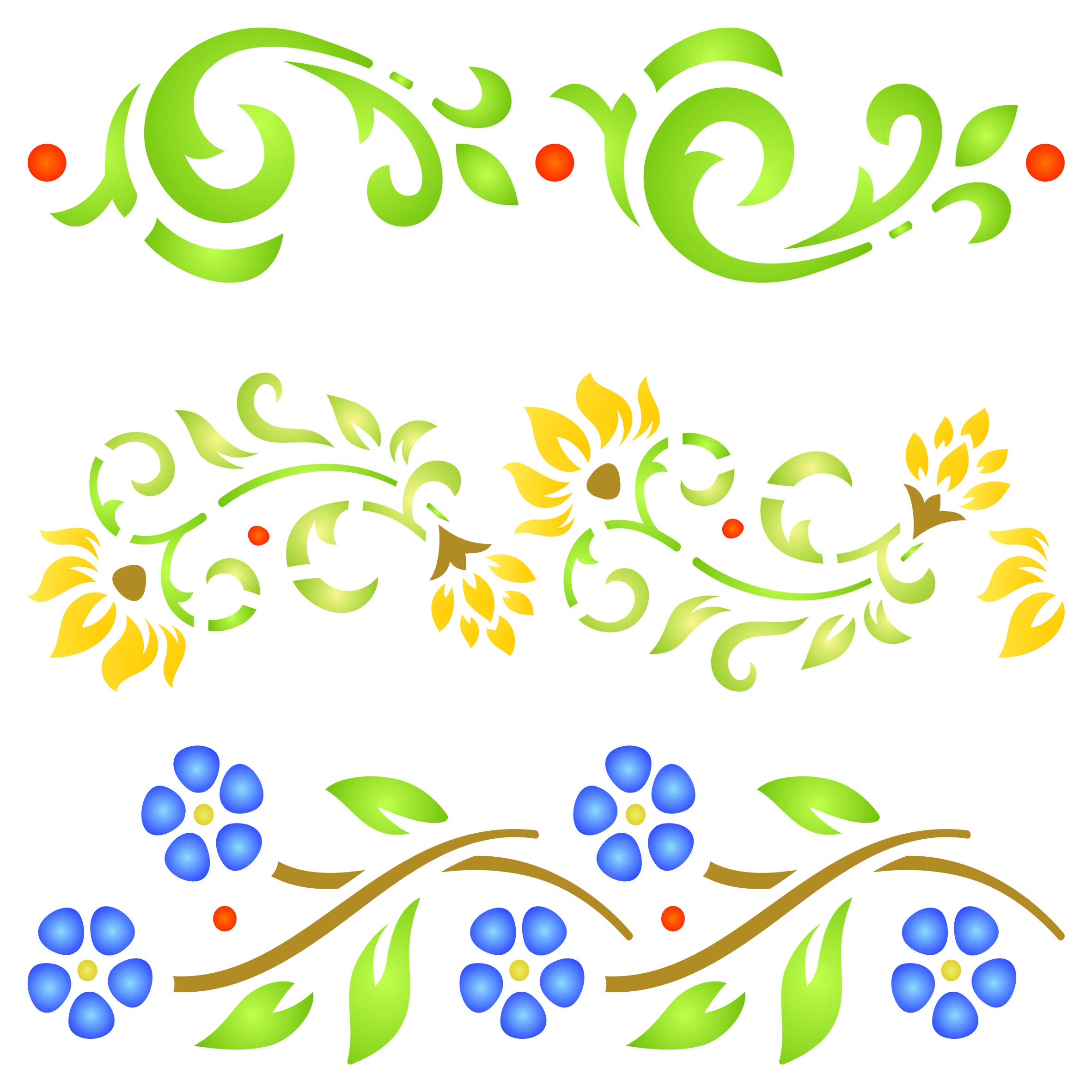 Vintage Borders Stencil, 16.51 x 16.51 cm (M) - Stencils for Walls Original Classic Flower Border Design Stencil Template