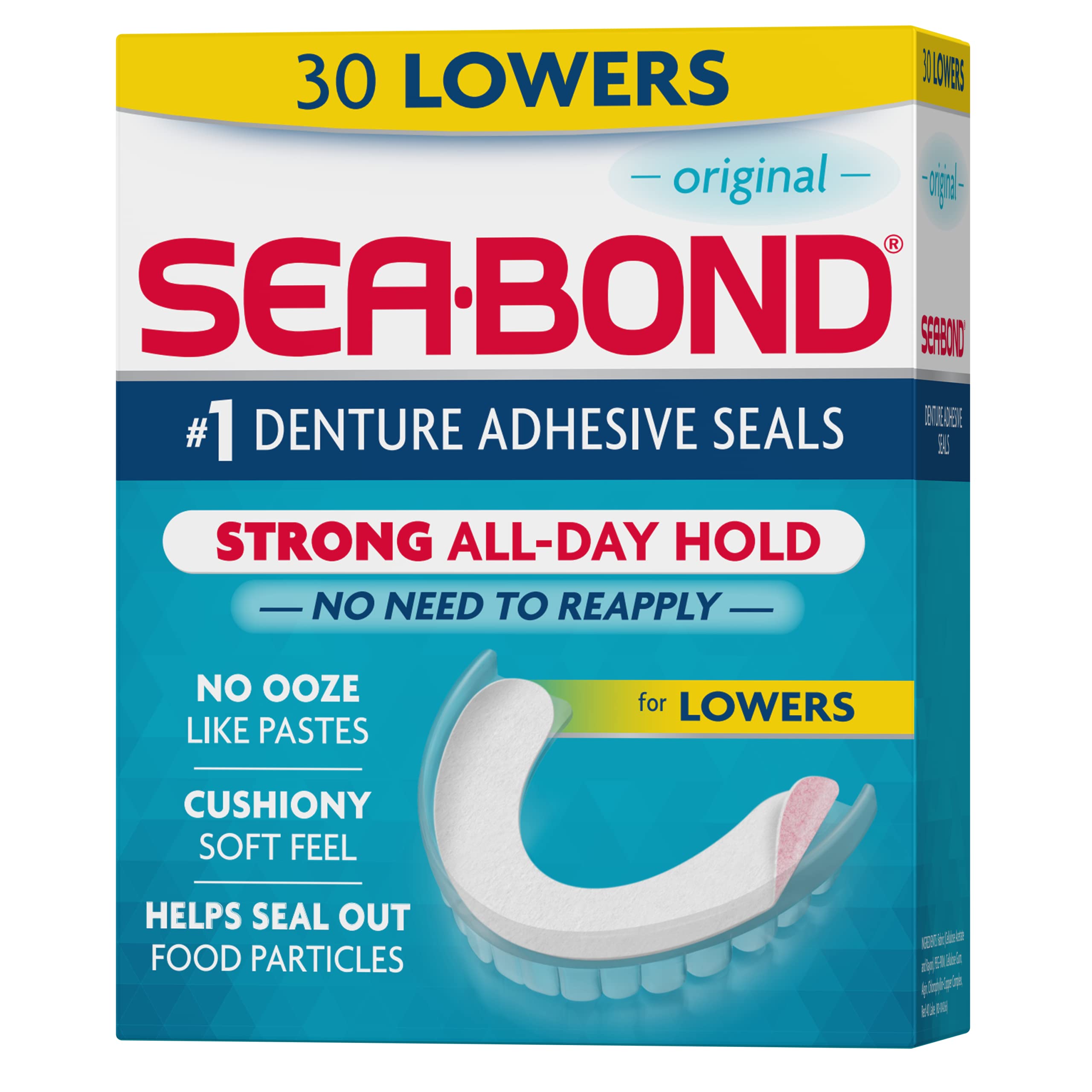 Sea Bond Secure Denture Adhesive Seals, Original Lowers, 30 Count