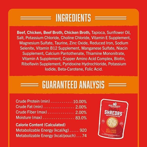 STELLA & CHEWY’S GRASS FED BEEF & CHICKEN SHREDRS – PREMIUM DOG FOOD POUCHES – PERFECT FOR PICKY EATERS – 12 PACK, 2.8OZ EACH