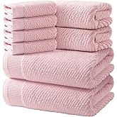 REDKISS Luxury 8-Piece Pink Towel Set, 2 Bath Towels, 2 Hand Towels, 4 Washcloths, 100% Cotton, Quick Dry, Highly Absorbent Towels for Bathroom, Gym, Hotel, Spa