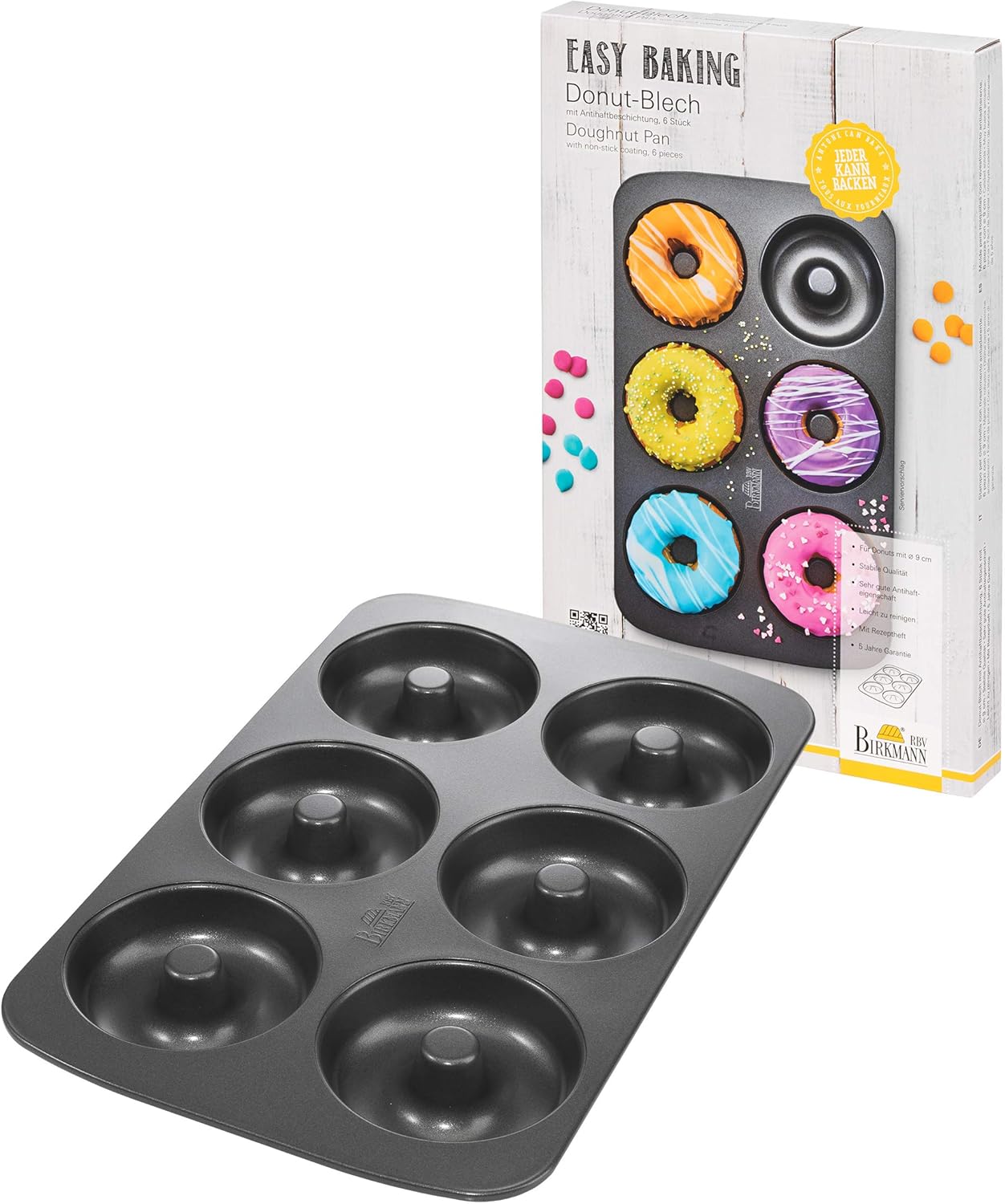 RBV Birkmann, 881631, Easy Baking, Donut-Blech, 6-fach, mit Antihaftbeschichtung