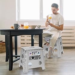 Delxo Folding Step Stool, 13 inch Non-Slip Foldable