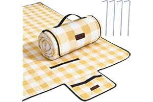 HX&OD Picnic Outdoor Blanket, Extra Large, 80''x80'' Waterproof Foldable Blankets Gingham Picnic Mat for Beach, Camping Grass