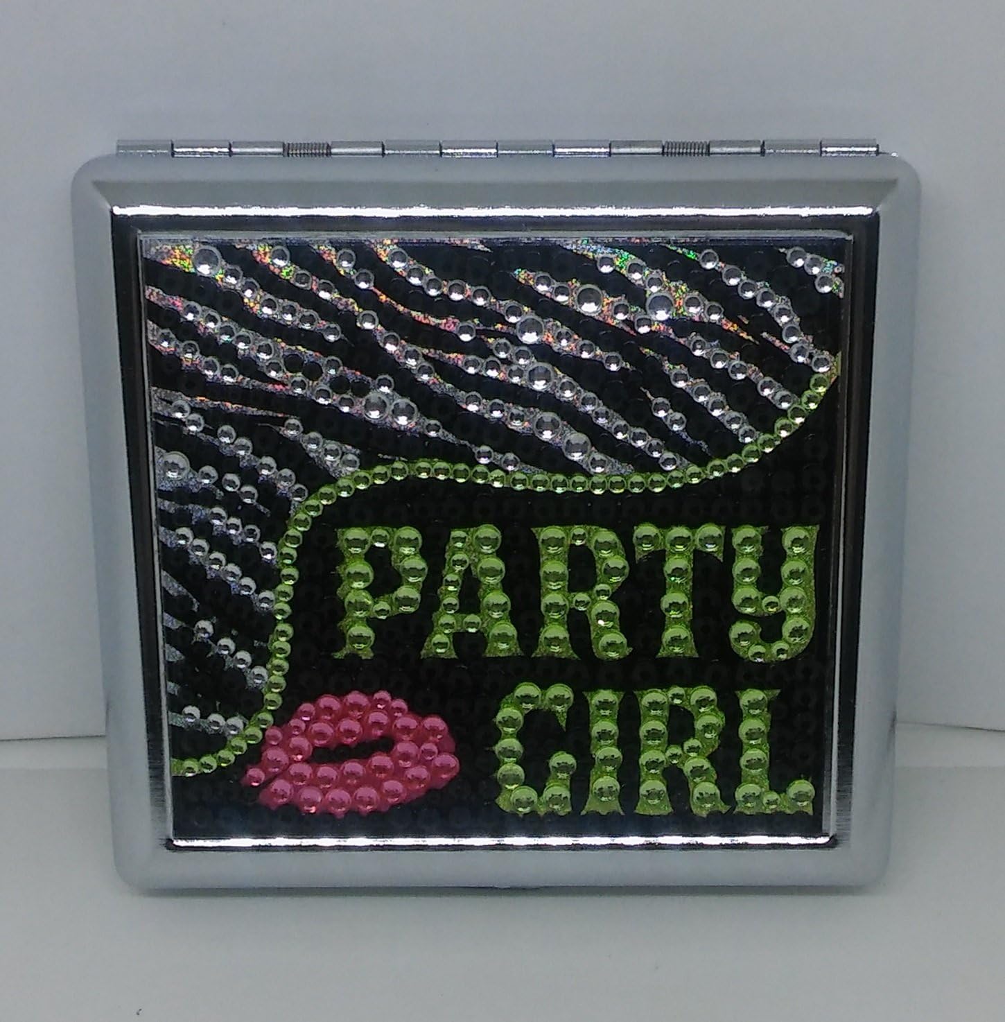 Ninc Party Girl Out Beaded Double Sided Metal King Size Cigarette Case