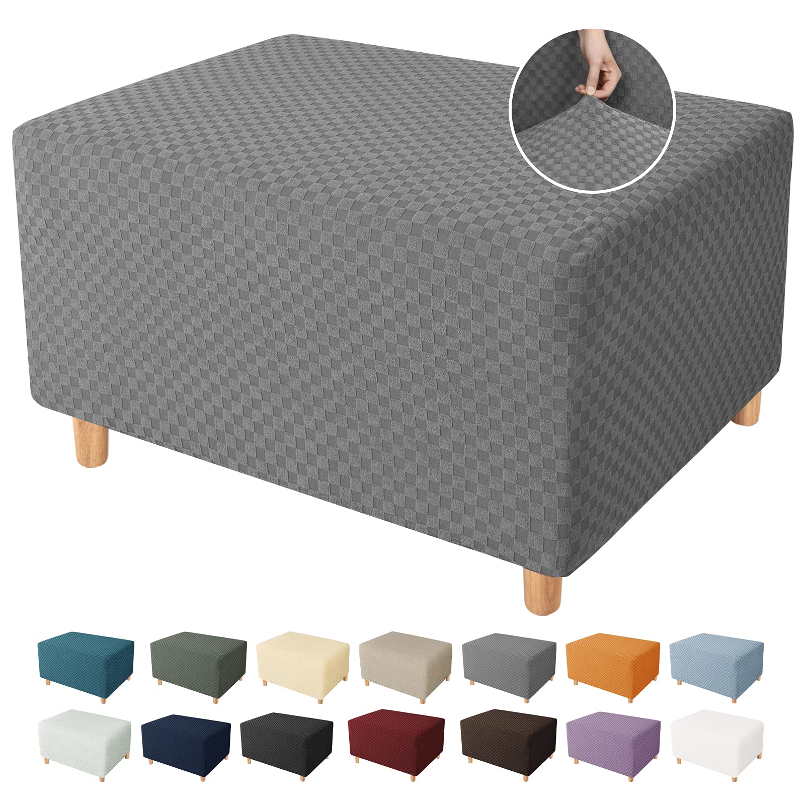 Photo 1 of YEMYHOM Ottoman Cover Latest Jacquard Design High Stretch Folding Storage Footstool Protector Rectangle Removable Slipcover (Ottoman X-Large, Light Gray)