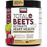 Force Factor Total Beets Ultimate Heart Health Blood Pressure Support with CoQ10, Beet Root Powder, Grape Seed Extract, Blood Pressure Supplement for Circulation, Black Cherry, 30 Servings