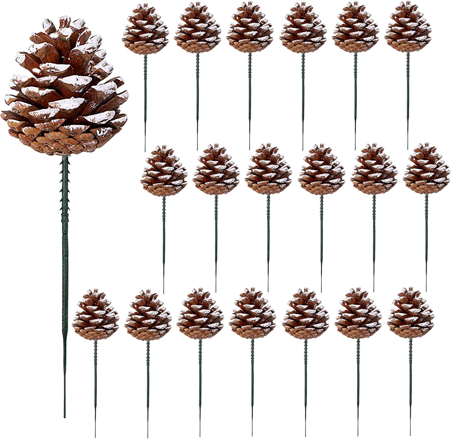 Wreaths, Garlands & Swags - 20 Pieces Christmas Pine Cones Decorations Picks - Snow Pine Cone for Xmas Tree Garland Wreath Ornaments Pinecones Decorating Winter Holidays Home