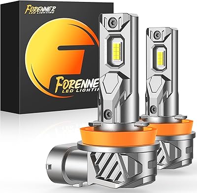 FORENNER Upgraded H11 Light Bulbs, 36000LM 1000% Ultra Brightness, 6500K Cool White H9 H8 H16 Driving Fog lights, 1:1 Mini Size, 10-Year Lifespan, Play-N-Plug, Pack of 2