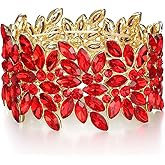 EVER FAITH Wedding Elastic Stretch Bracelet Art Deco Vintage Round Marquise-shaped Crystal Wrist Jewelry for Party Prom