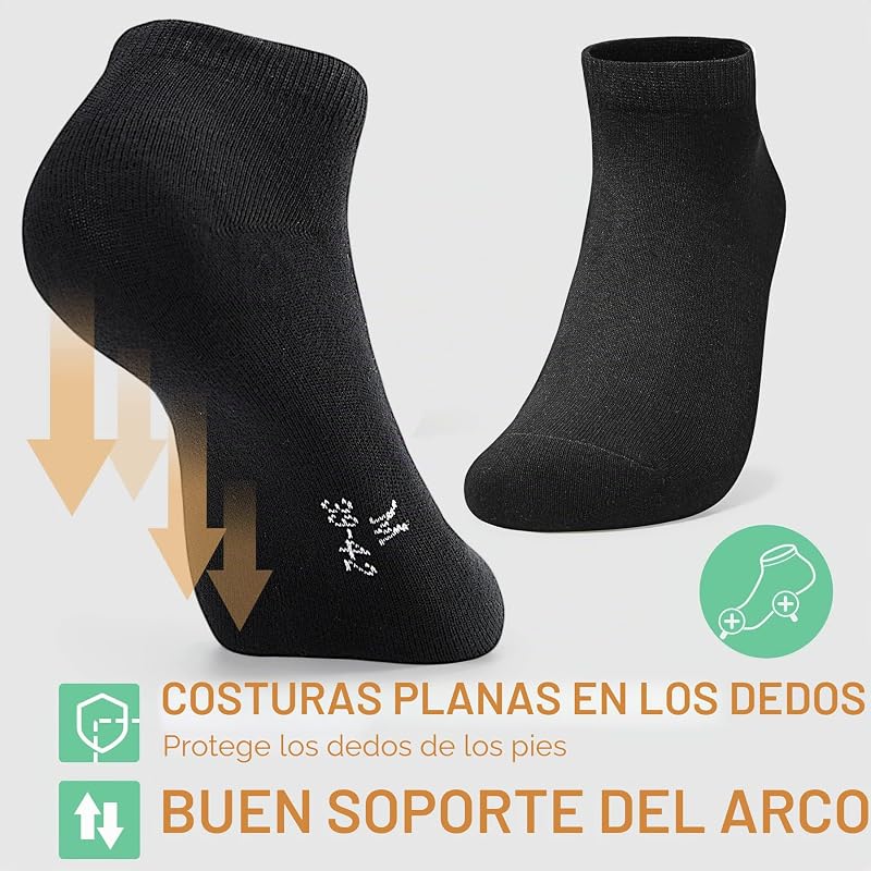 Meias até ao tornozelo de homem 12 pares de Sporty Scycling Short Breathable Cotton, Antiderrapante, Cinzento, branco e preto 35-38