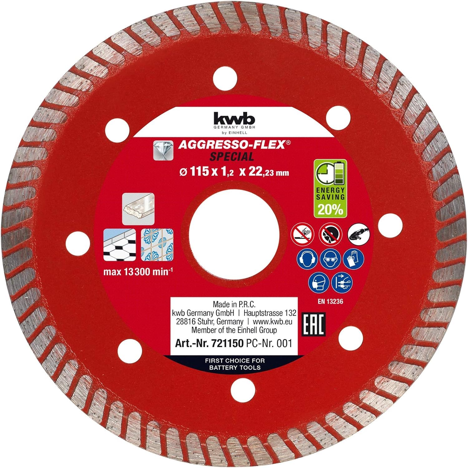 Original Einhell 49721150 Diamond Cutting Disc Thin 115 x 1.2 mm Angle Grinder Accessories