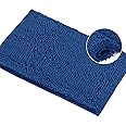 LuxUrux Blue Bathroom Rugs -Extra-Soft Plush Bath Mat Shower Bathroom Rug,1'' Chenille Microfiber Material, Super Absorbent Shaggy Bath Rug. Machine Wash & Dry (20 x 30, Blue)
