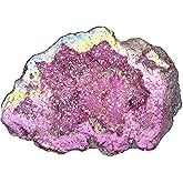 Amogeeli Irregular Titanium Coated Crystal Geode Cluster Mineral Specimen Decoration for Home & Office, 100-200g