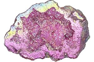 Amogeeli Irregular Titanium Coated Crystal Geode Cluster Mineral Specimen Decoration for Home & Office, 100-200g