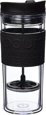 Bodum 11100-01BUS Tea and Coffee Press Travel Mug 15 oz Black BPA-Free view 2