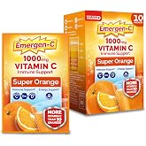 Emergen-C Vitamin C 1000mg Immune Support Powder, Orange, 10 Packets | B Vitamins for Energy, Zinc and Manganese, Electrolytes, Natural Flavor, Caffeine Free, Portable