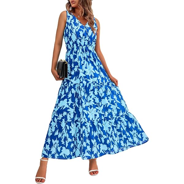 Sun Dresses Women's Sleeveless Long Max Dress Beach Dresses Spring V Neck Cocktail Summer Leaf Print Sun Dresses Women's Sleeveless Long Max Dress Beach Dresses Spring V Neck Cocktail Summer Leaf Print