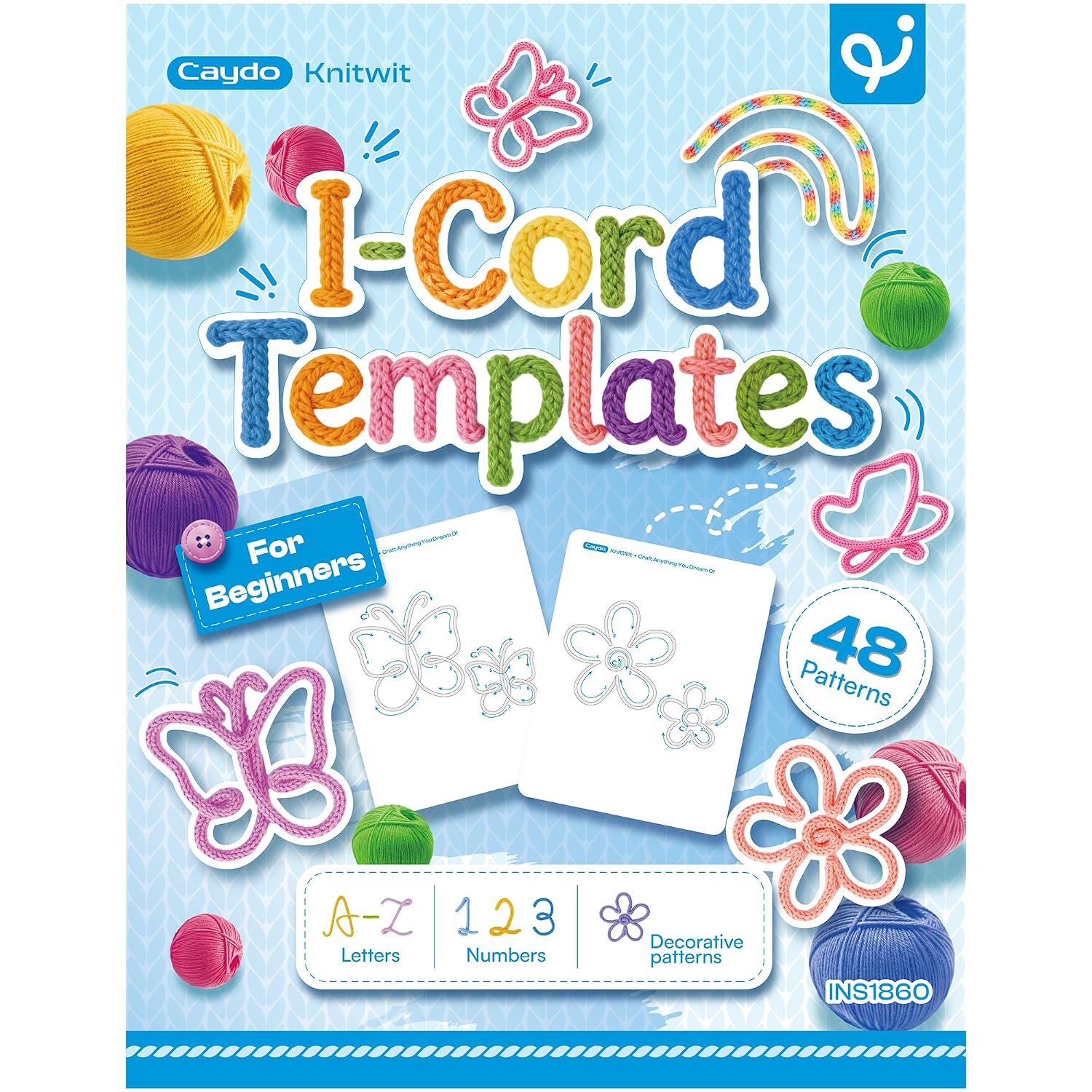 Learn to Make iCord Handicrafts, 48 Patterns Letters Numbers Decorative | Templates Guide for Tricotin, A–Z and 0–9 Patterns