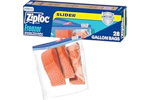 Ziploc Gallon Food Storage Freezer Slider Bags, Durable, 28 Count (Packaging May Vary)