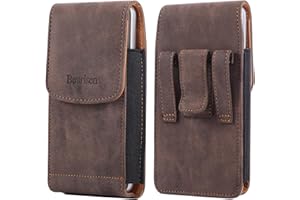 Bourisen Universal Phone Holster Phone Pouch Case Belt Clip Belt Loops Card Slot Faux Leather for Man for iPhone 16/15pro max