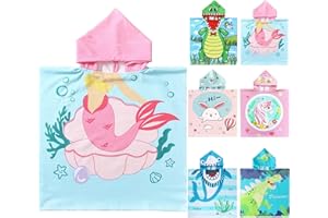 NovForth Kids Beach Towel for Boys Girls, Mermaid Hooded Bath Towel Wrap, Toddler Pool Towel with Hood