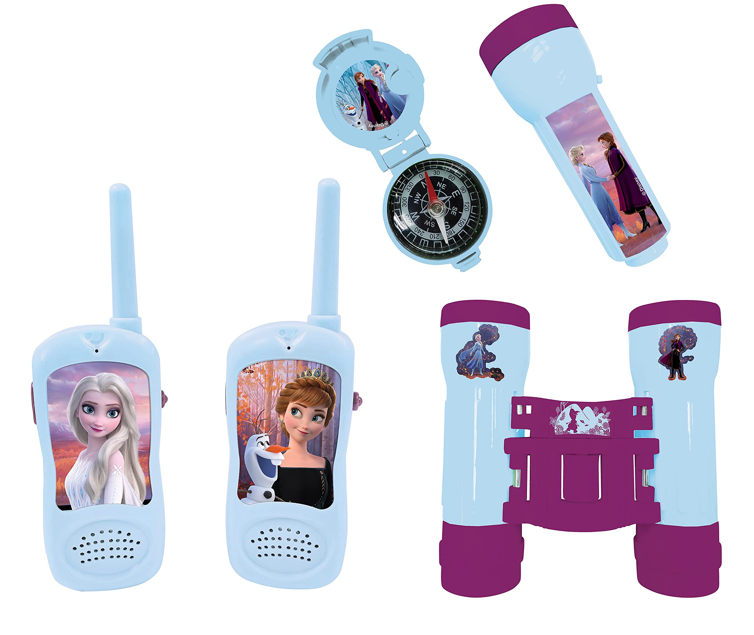 LEXIBOOK, Frozen, Adventurer Set for Children, Walkie-Talkies 120m, Binoculars, Compass, Torchlight, Blue/purple, RPTW12FZ — image 1