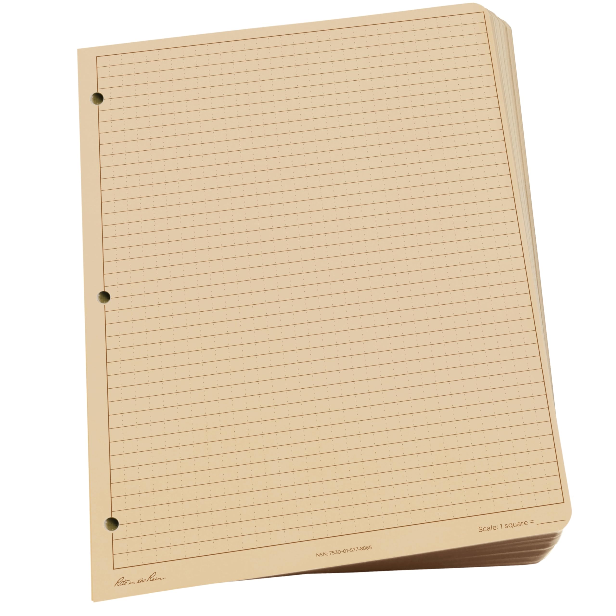 Rite in the Rain Weatherproof Loose Leaf Paper, 8.5" x 11", 32# Tan, Universal Pattern, 100 Sheet Pack (No. 982T-MX)