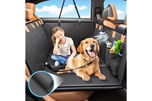 MYJAQI Back Seat Extender for Dogs - Waterproof Dog Car Seat Cover for Back Seat with Hard Bottom