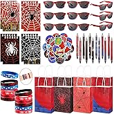Vanblue 110Pcs Spider Party Favors Birthday Decorations Hero Theme Party Supplies,Spider Web Glasses,Gift Bags,Classroom Rewards Goodie Bag Stuffers,Piñata Fillers for Boys Movie Fans