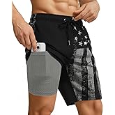 Yufawow 9 Inch Men Swim Trunks with Compression Breathable Liner Quick Dry Zipper Pockets for Water Beach Travel Cruise