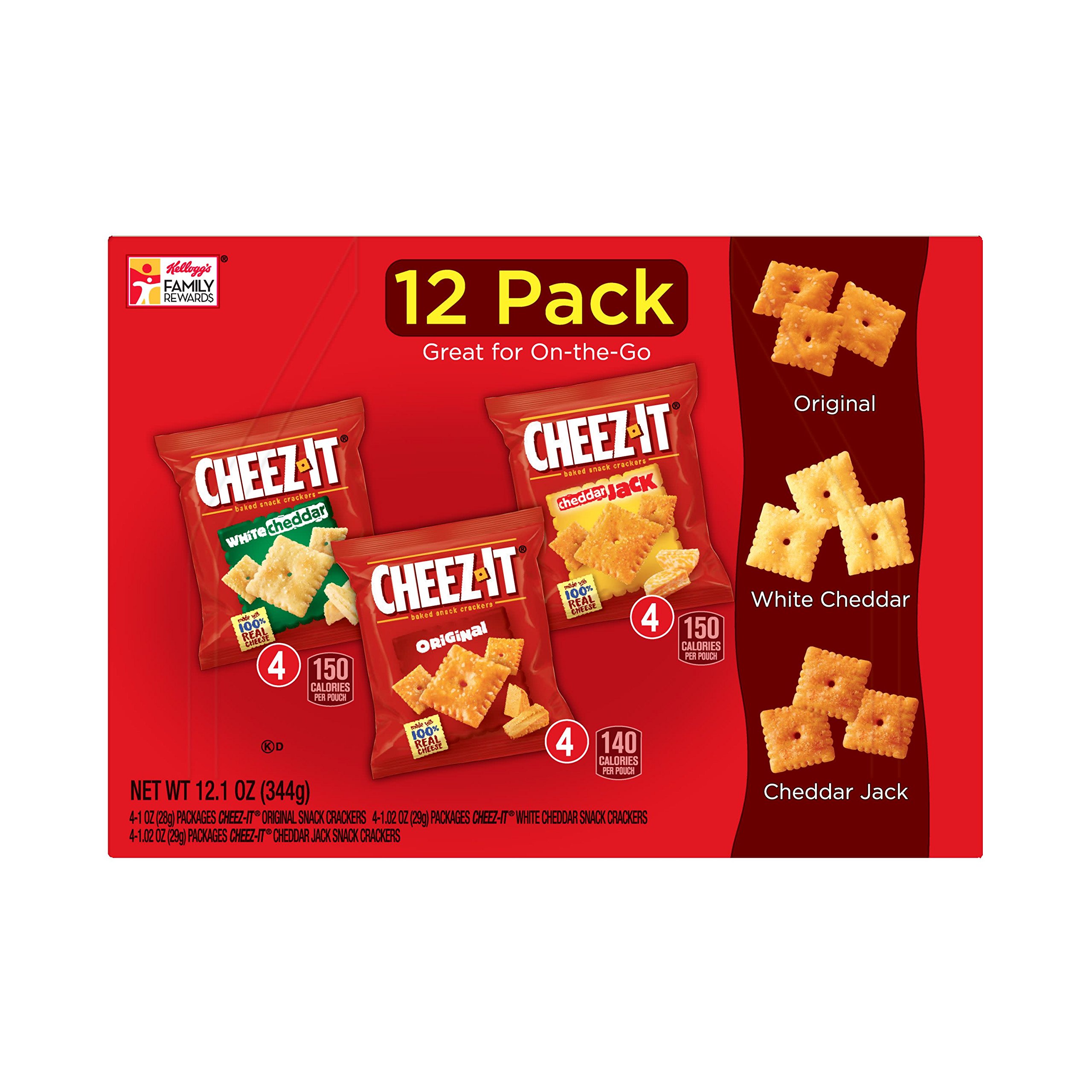 Cheez-It Baked Snack Cheese Crackers, Variety Pack, Original, White Cheddar, Cheddar Jack, 1.02 oz Bags (12 Count) - Image 9