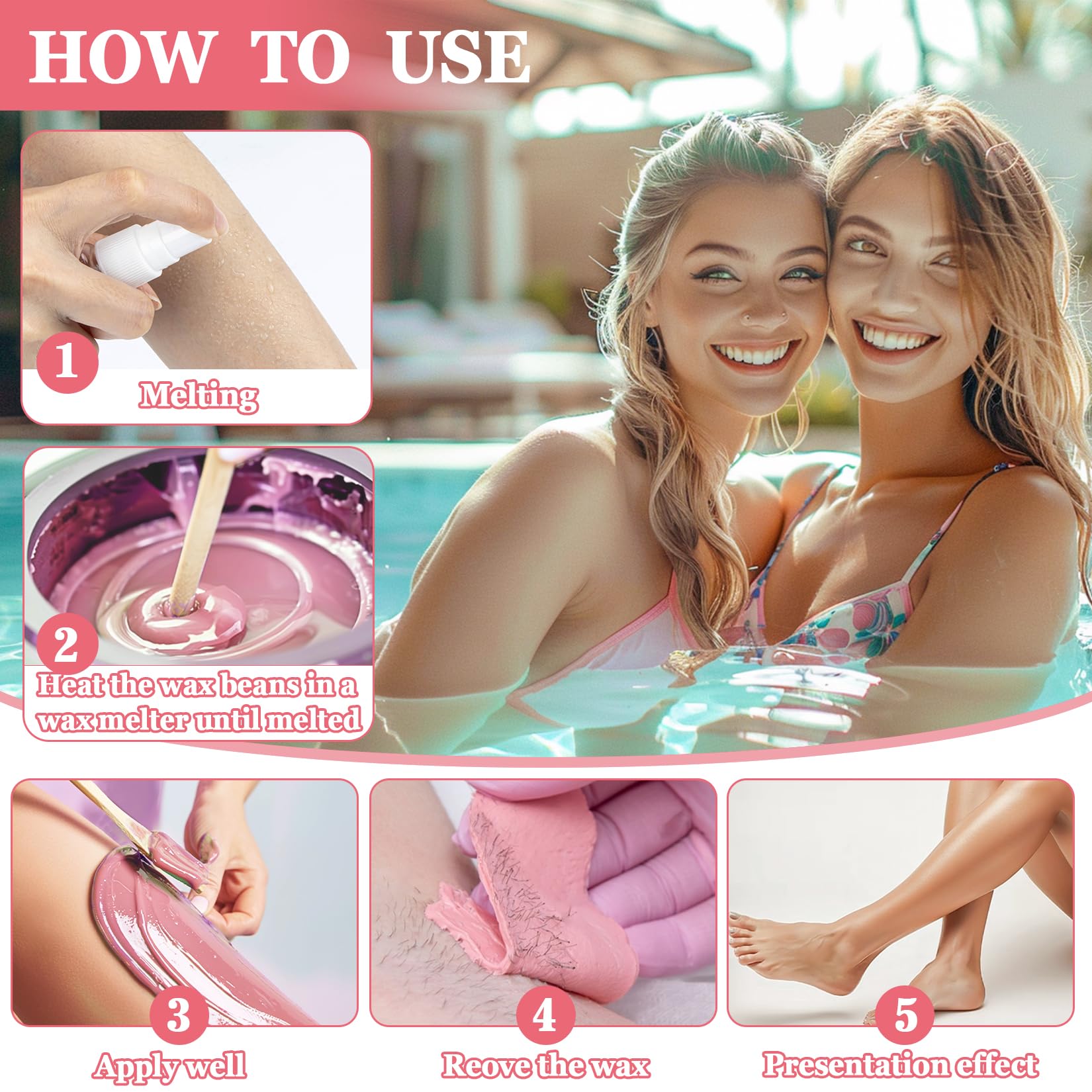 Sukh Hard Wax Beads for Hair-Removal - 430g, Pink, Rosin-Free, Moisturizing, Gentle on Skin, Avoids Razor Burn, Unisex, for Back, Legs, Armpit, Bikini Line, Arms, Body
