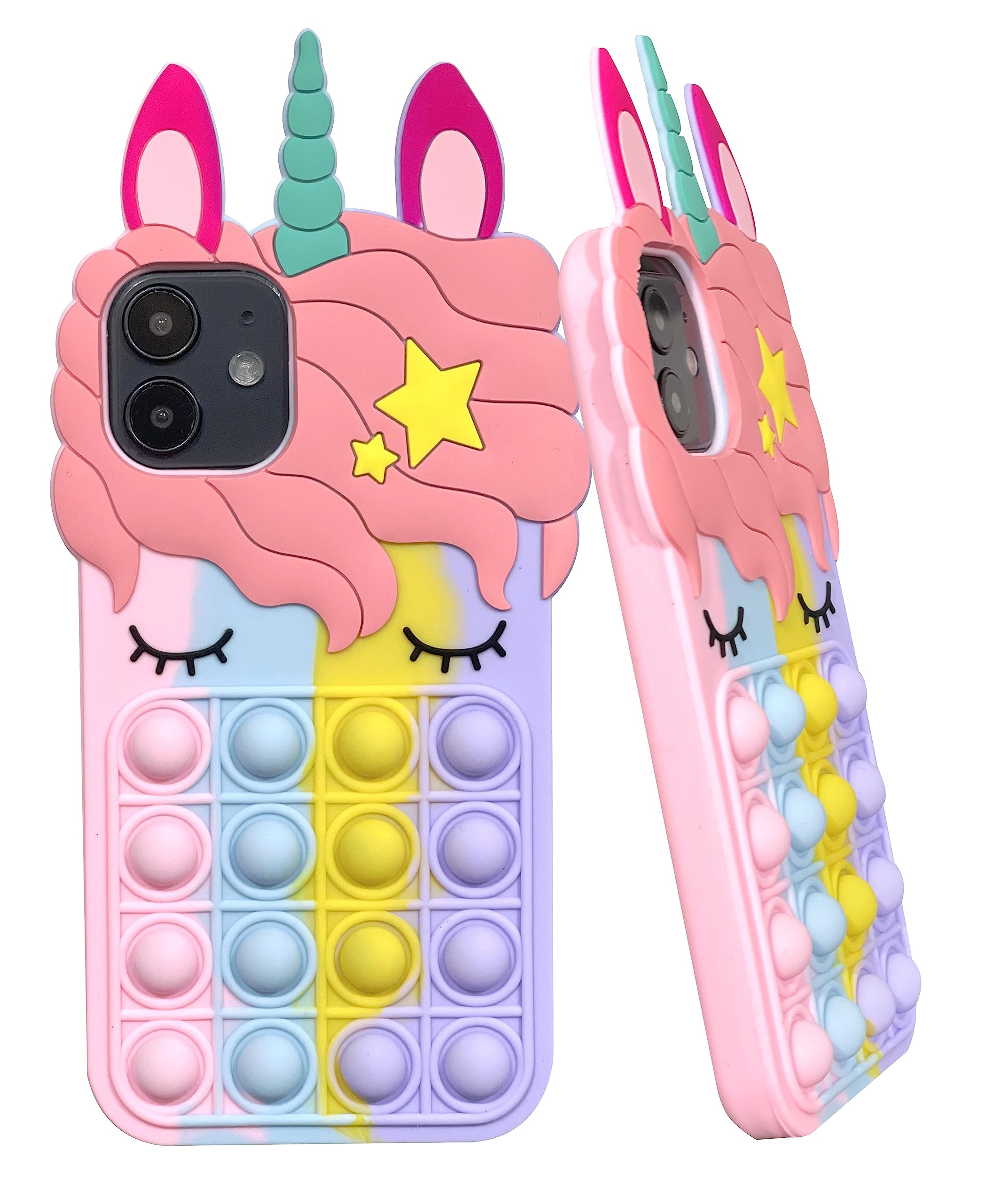DoEasy Unicorn Poppet Phone Case Compatible with iPhone 11, Silicone Case For iPhone 11 Fidget Toy Case Autism ADD, ADHD, OCD Anxiety Stress Reliever Toy Shockproof Phone Case for Girls — image 1