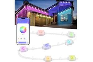 Nexillumi Permanent Outdoor Lights for House, 100ft Smart RGB Plus IC Outside Lights with 72 Scene Modes, IP68 Waterproof Eaves Lights for Christmas All Holiday Decorations