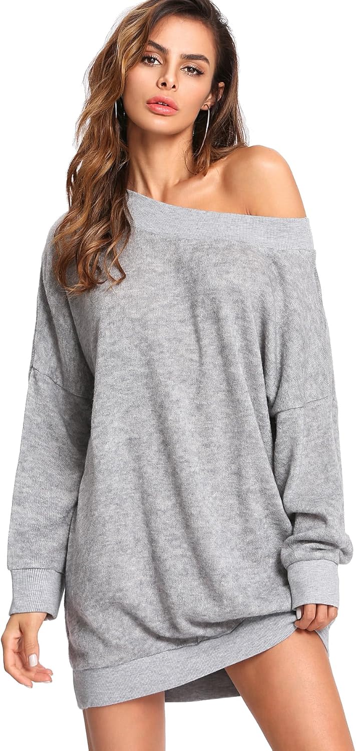 grey off the shoulder sweater dress