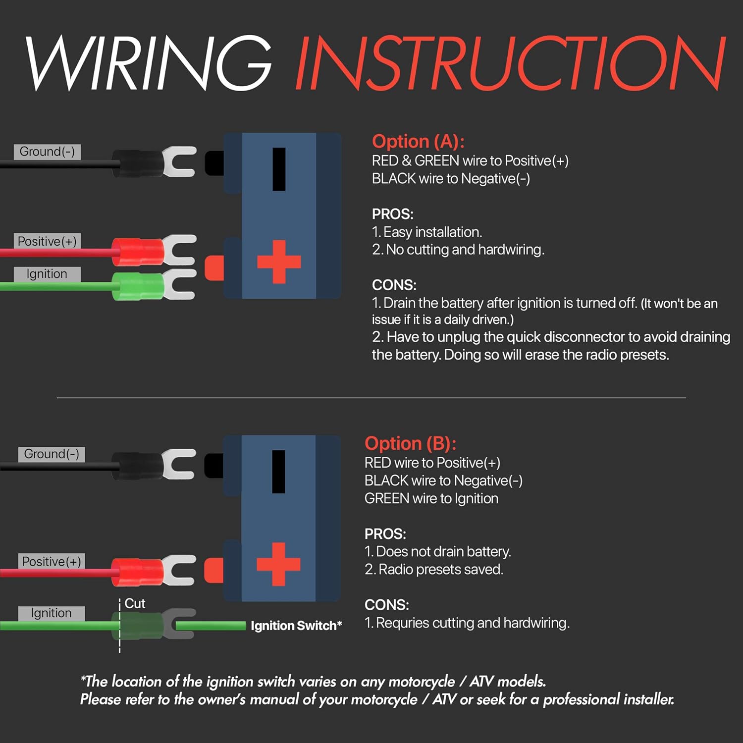 goldenhawk waterproof bluetooth wireless motorcycle stereo speakers