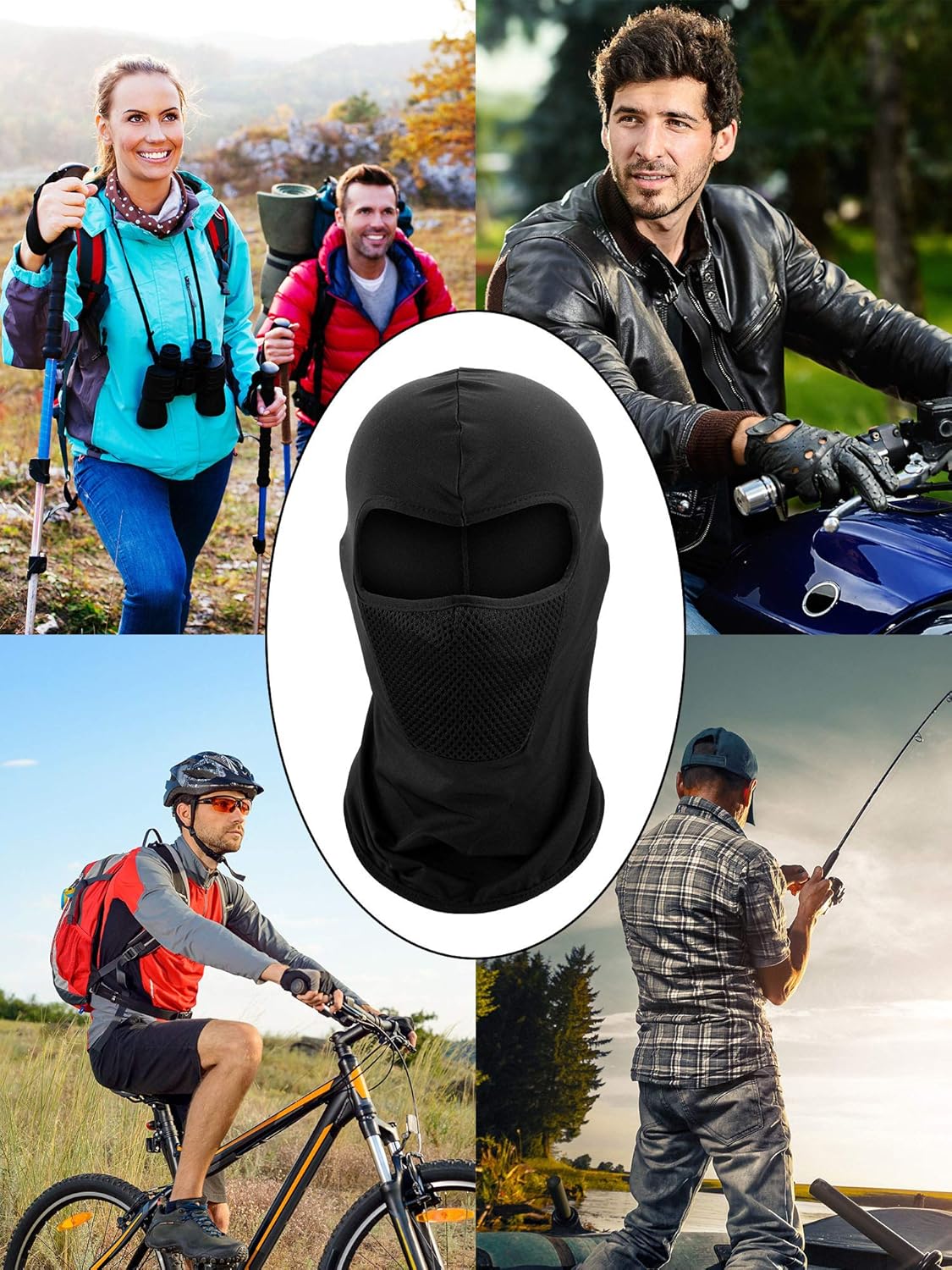 3 Pieces Balaclava Face Mask Motorcycle Windproof Camouflage Fishing Face Cover (Black) at  Men’s Clothing store