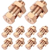 QWORK Split Bolt Connectors, 10 Pack 2-6 AWG Solid Copper Grounding Clamps, High Conductivity for Outdoor Grounding &amp; Industrial Bonding
