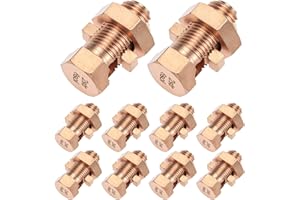 QWORK Split Bolt Connectors, 10 Pack 2-6 AWG Solid Copper Grounding Clamps, High Conductivity for Outdoor Grounding & Industrial Bonding