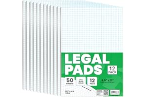 E-CLIPS USA Graph Paper Pad, Graph Paper Notebook, 4 x 4 An Inch Quad Ruled Graph Paper Pad, Graph Paper Pads 8.5 x 11, Drafting Paper, 50 Sheets Per Pad (12 Pack)