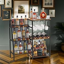 DLPIN 3-Tier Freestanding Wine Rack, with Hanging