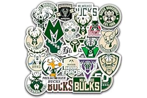 SCILINKS 25 PCS Milwaukee American Bucks Basketball Stickers for Water Bottle, Laptop, Bicycle, Computer, Motorcycle, Travel Case, Car Decal Decoration Sticker