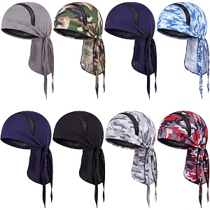 Tivi Tovo Do Rags for Men with Long Tie 8 Pcs, Cooling Skull Caps | Cooling Helmet Liner Bandana, Camo, Adjustable Size, Cool