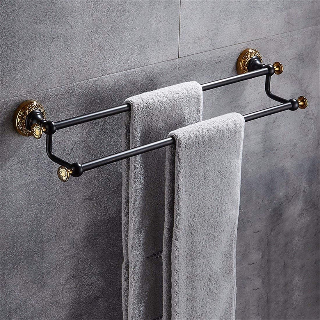 PQPQPQ - Toallero de baño, Color Negro y Dorado: Amazon.es: Hogar