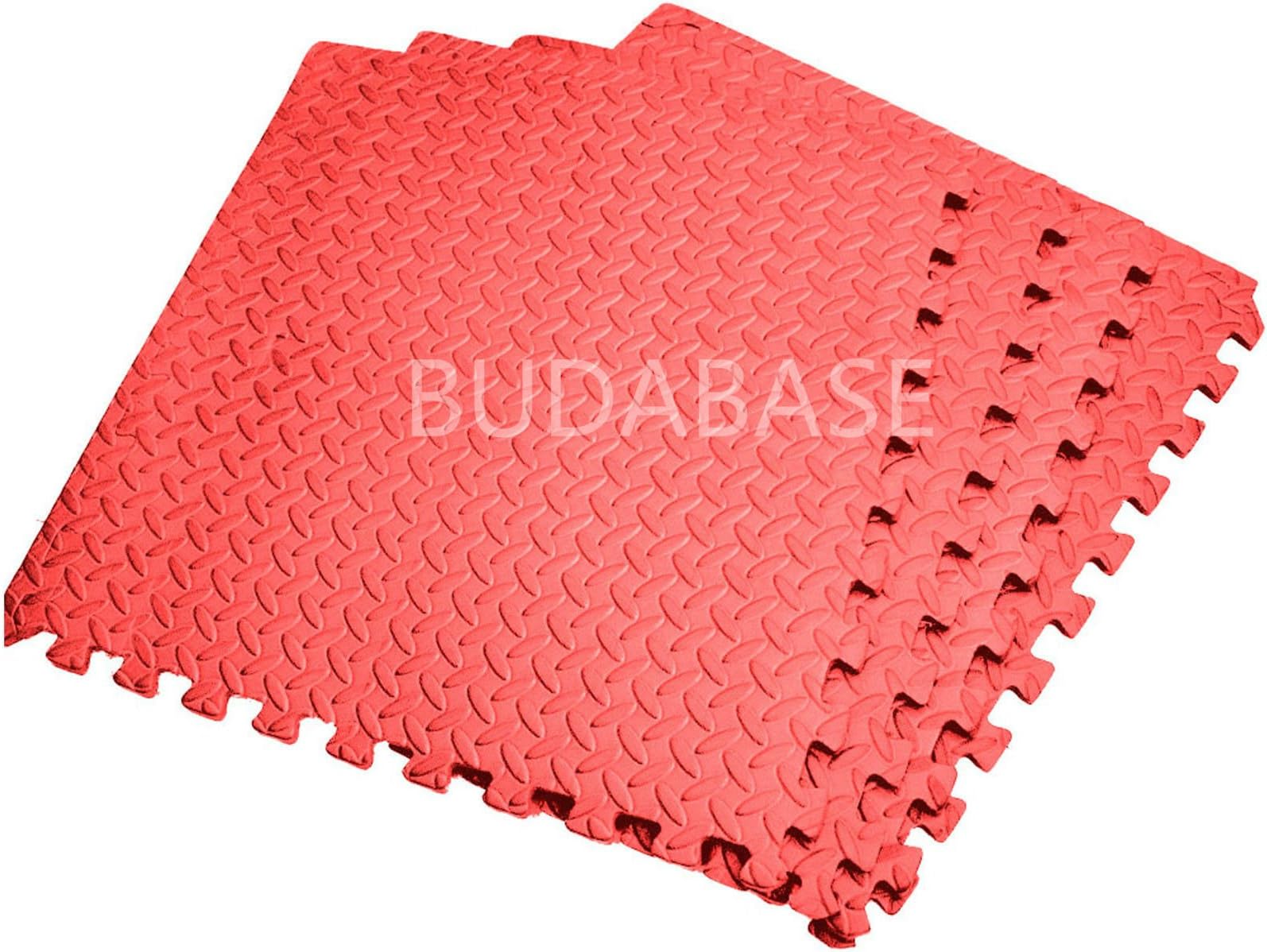Total Mat 60cm*60cm BUDABASE 12mm thickness INTERLOCKING EVA SOFT FOAM EXERCISE FLOOR MATS GYM GARAGE OFFICE KIDS PLAY MAT BLACK GREY BLUE GREEN RED YELLOW MUTI COULORS