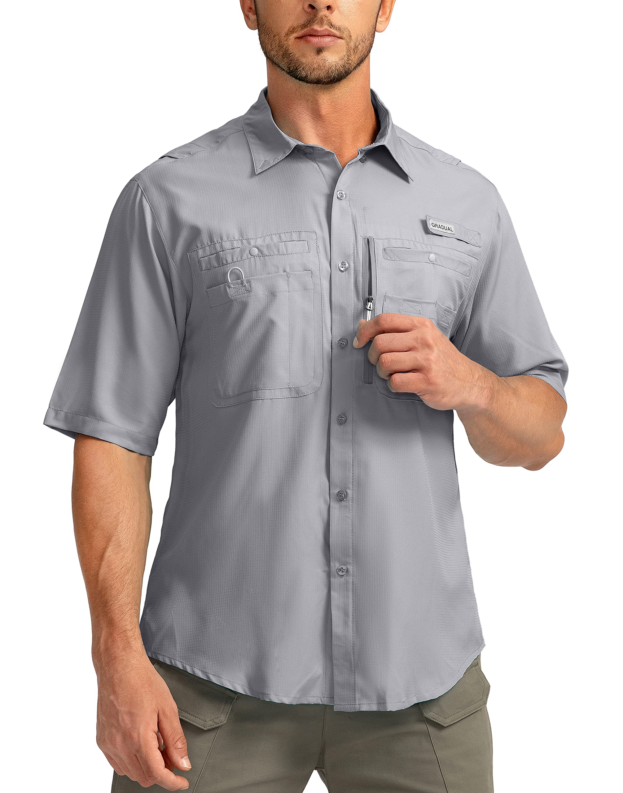 Men's Fishing Shirts with Zipper Pockets UPF