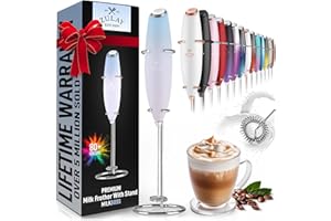 ZULAY KITCHEN Zulay Powerful Milk Frother Handheld Foam Maker for Lattes - Whisk Drink Mixer for Coffee, Mini Foamer for Cappuccino, Frappe, Matcha, Hot Chocolate by Milk Boss (Cloud)