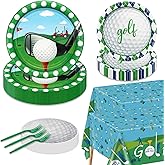 Golf Party Supplies for 40 Guests, Disposable Tableware Set Includes Golf Paper Plates, Golf Ball Napkins, Forks, Tablecloth for Men Golf Fans Birthday Party Decor Golf Sports Party Decorations