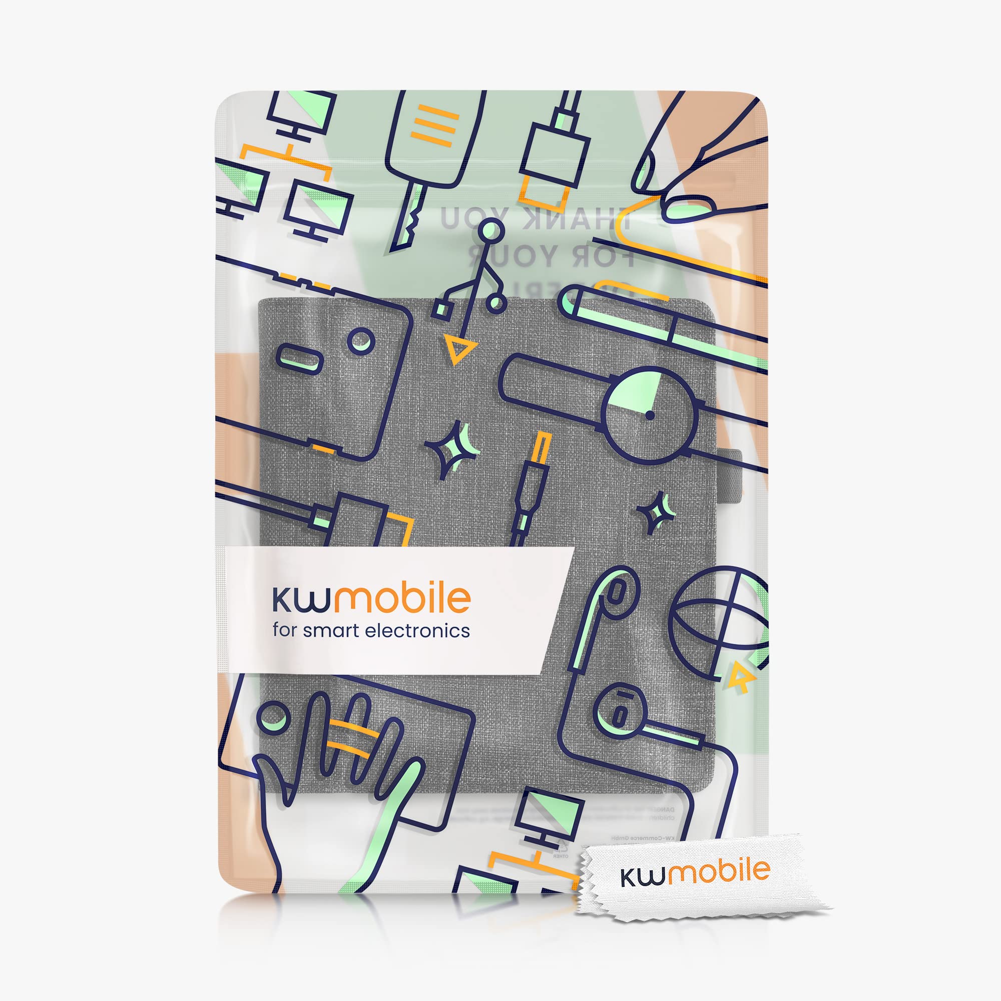 kwmobile Case Compatible with Amazon Kindle Oasis 10. Generation - Fabric Cover with Magnetic Closure, Strap, Pocket - Dark Grey